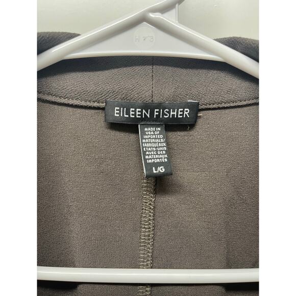 Eileen Fisher Stretch Crepe open front cardigan jacket brown size large - Picture 2 of 8